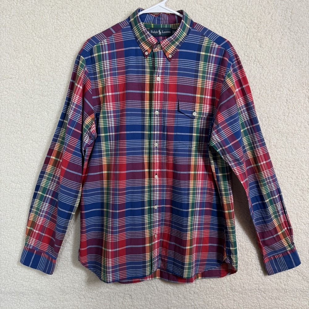 Ralph Lauren Shirt Mens Large Multicolor Plaid Button Down Long Sleeve‎ Classic